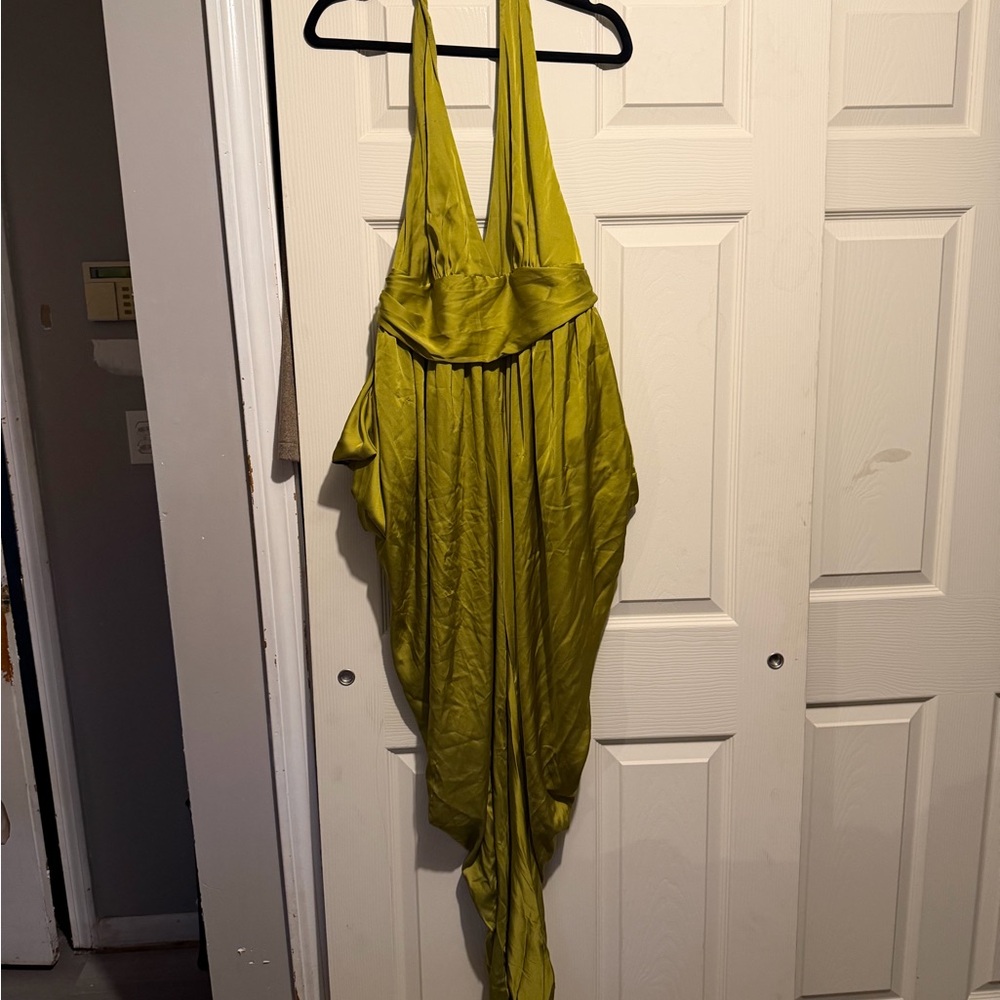 AKIRA Lime Green Halter Jumpsuit - Picture 2 of 4